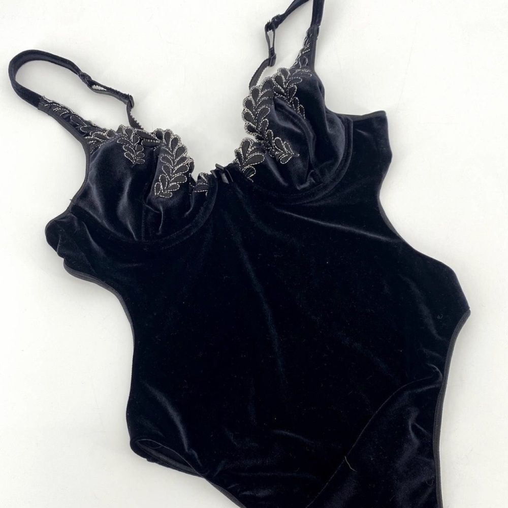 Victorias Secret Black Velvet Bodsyuit